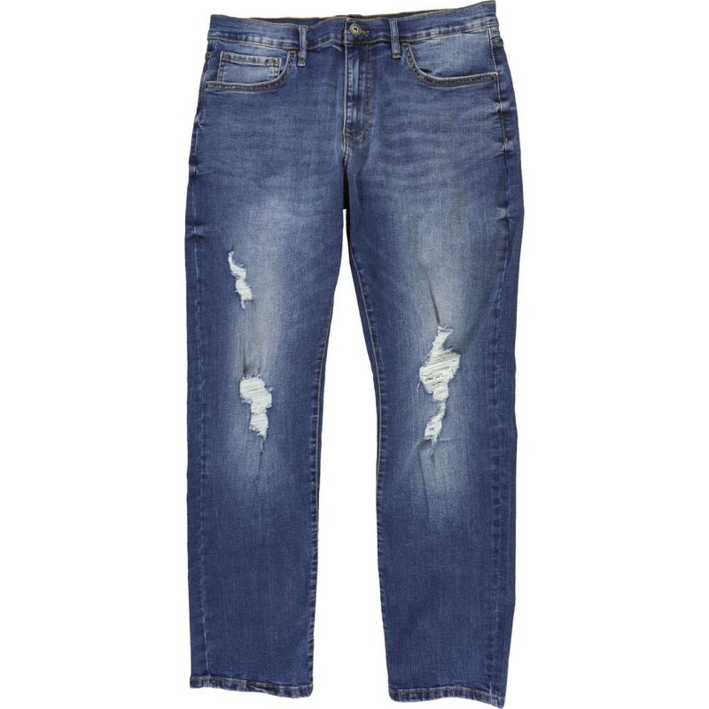 LAZER Mens Distressed Slim-Fit Stretch Tapered Slim Jeans, NWT